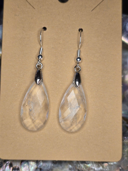 Clear quartz drop earrings 
