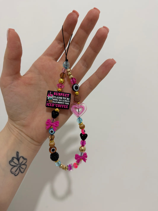 ‘Iced coffee suspect’ phone charm - gold 