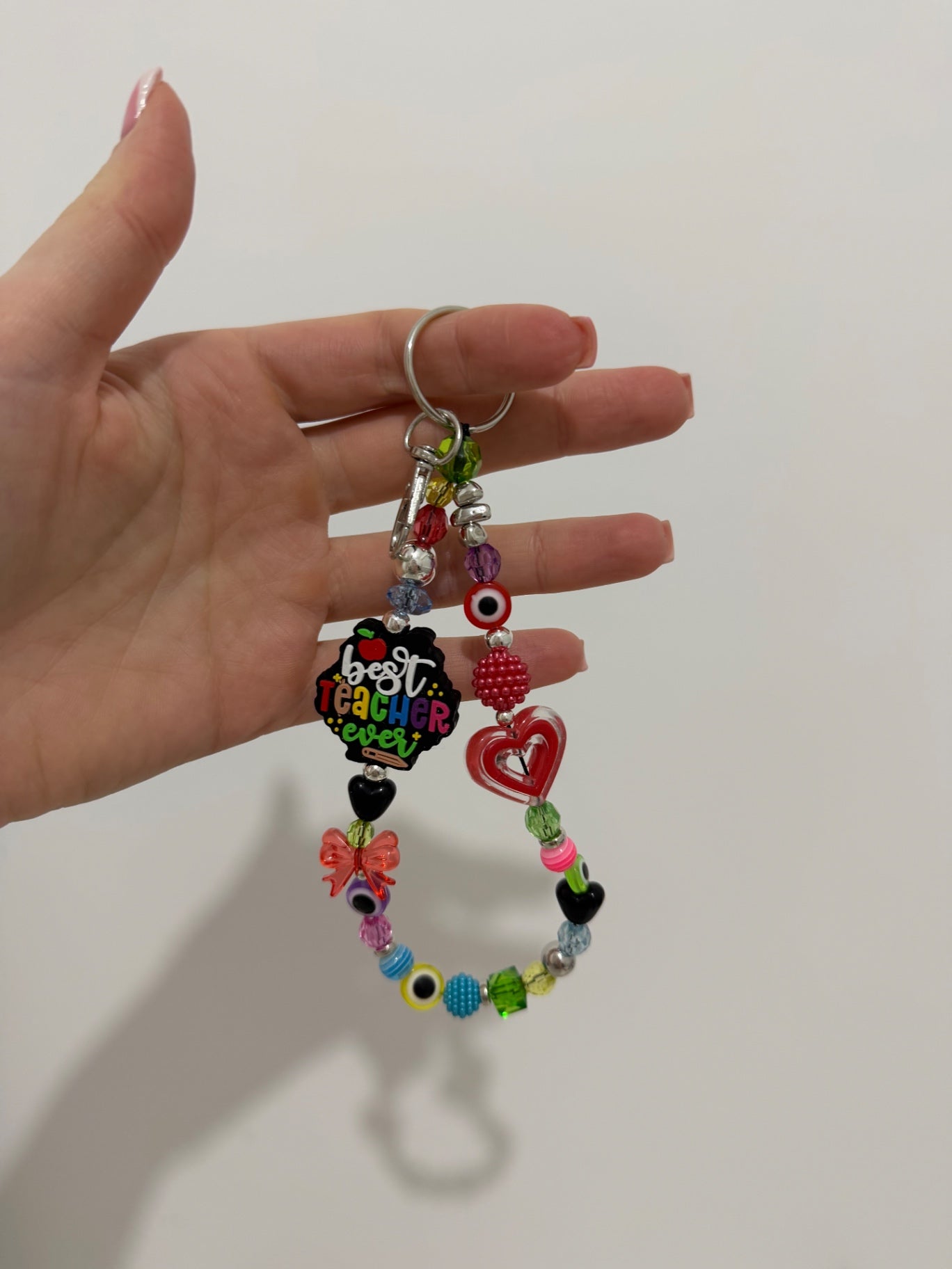 ‘Best teacher’ keyring - silver 
