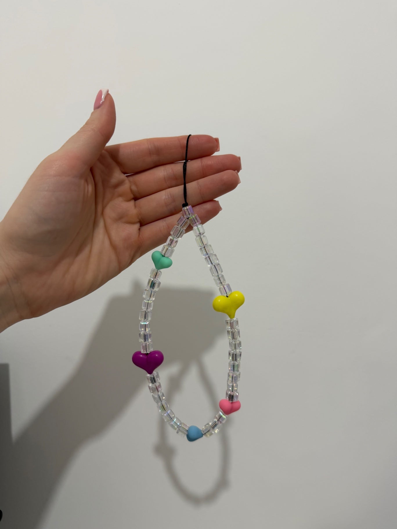 Glass heart phone charm 