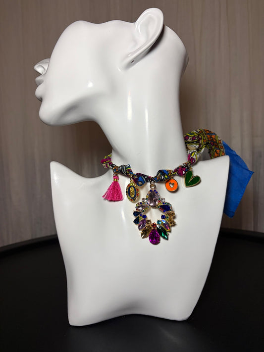Rainbow charm bandana necklace 