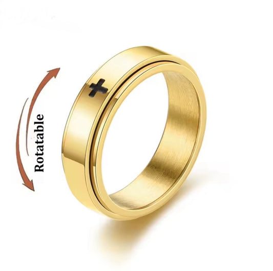 Gold Cross Spinner Anti Anxiety Ring Size 10