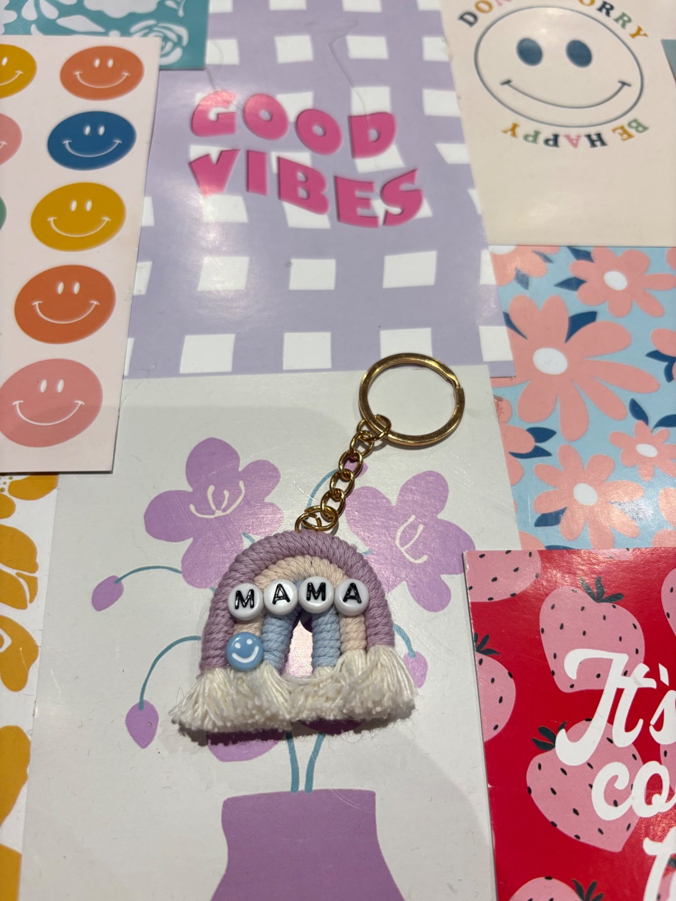 Blue/Lilac Mama Rainbow Keyring
