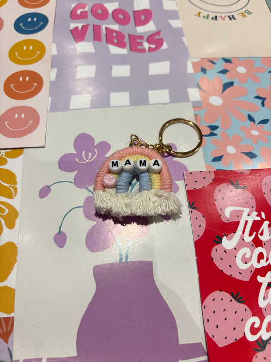 Pink/Yellow Mama Rainbow Keyring