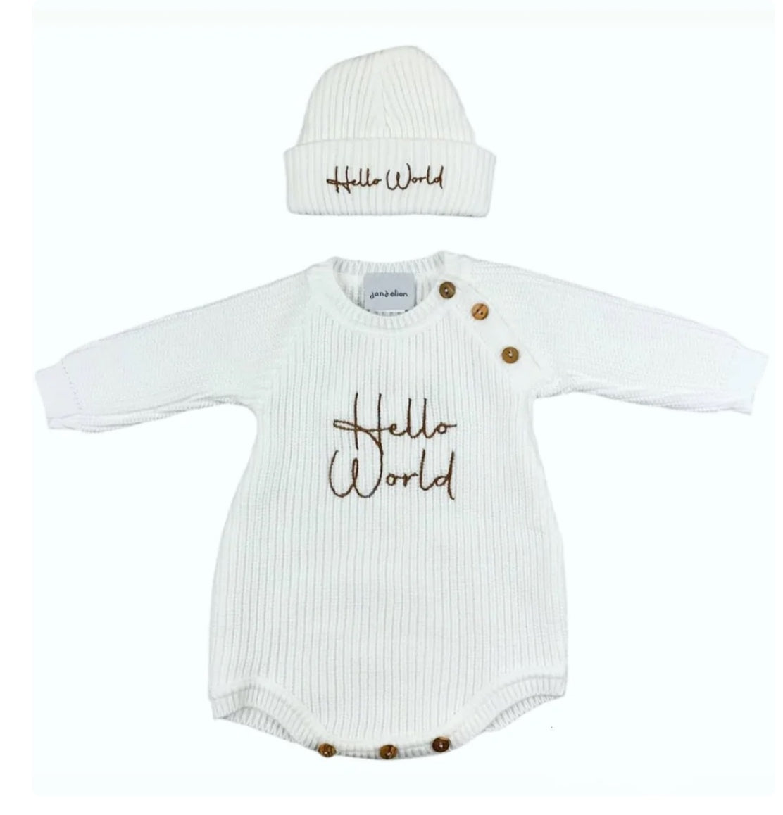 Hello World Romper and hat