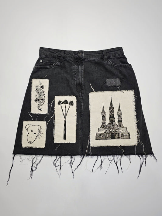 CC PAINTED PATCHWORK SKIRT 