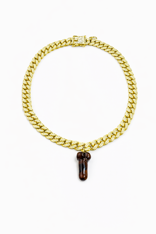 Dragons Blood Penis Crystal Gold Necklace