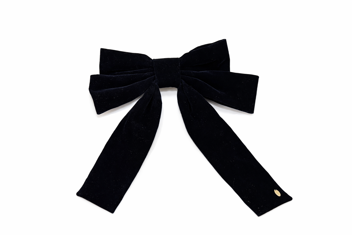 Large Black Velvet Bow Hair Clip
