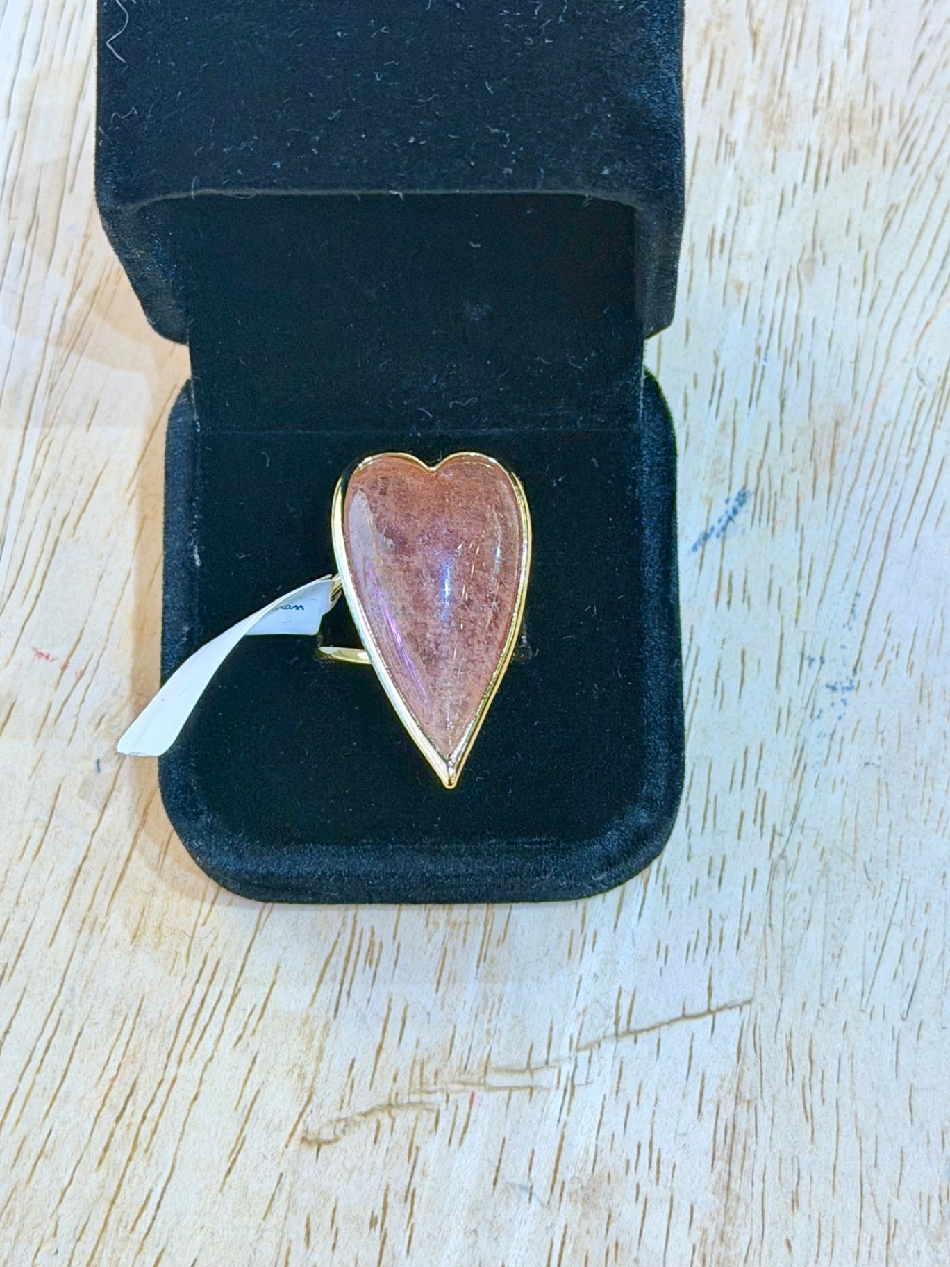 Large Heart Ring Strawberry Quartz