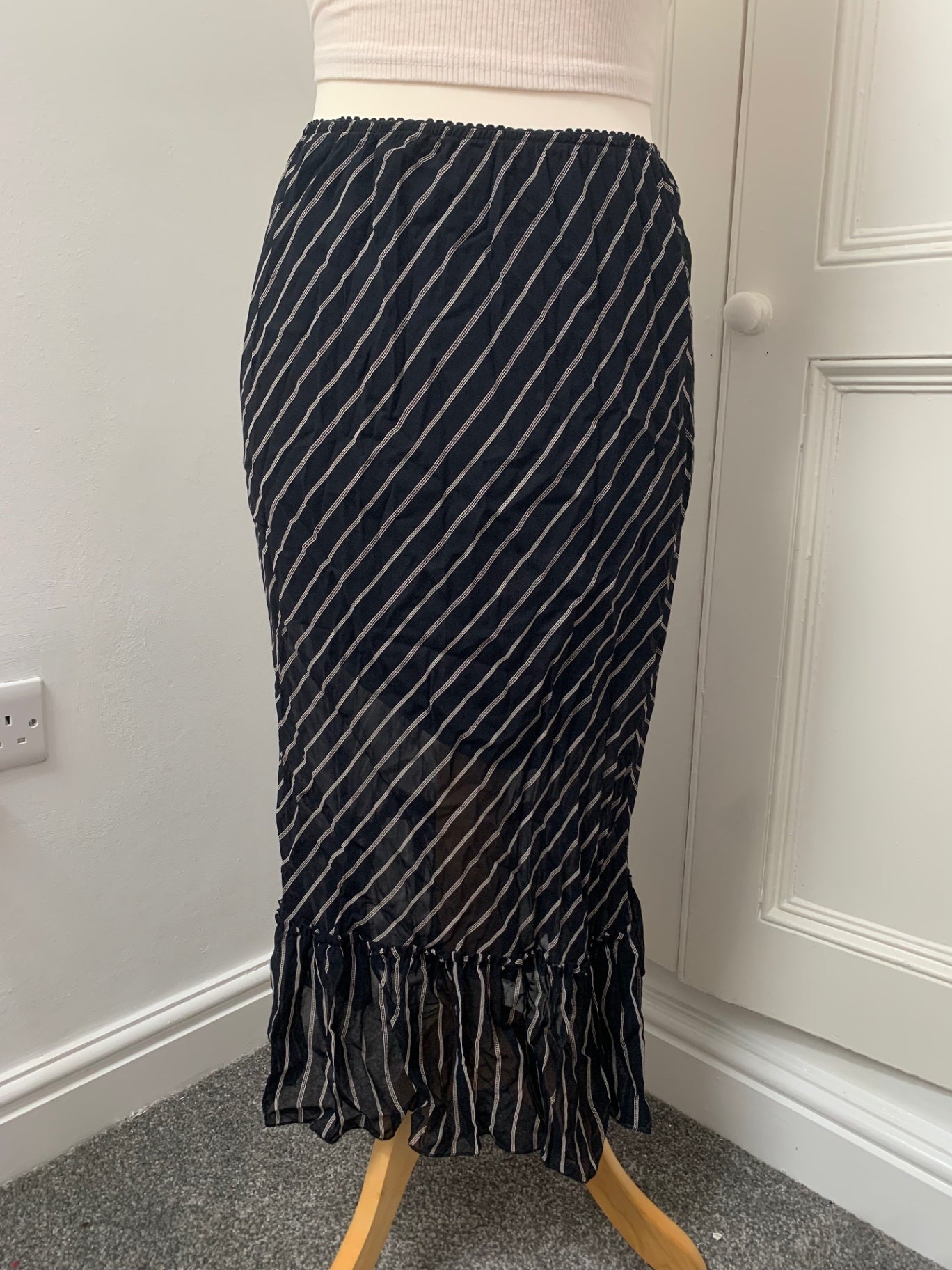french vintage striped black skirt