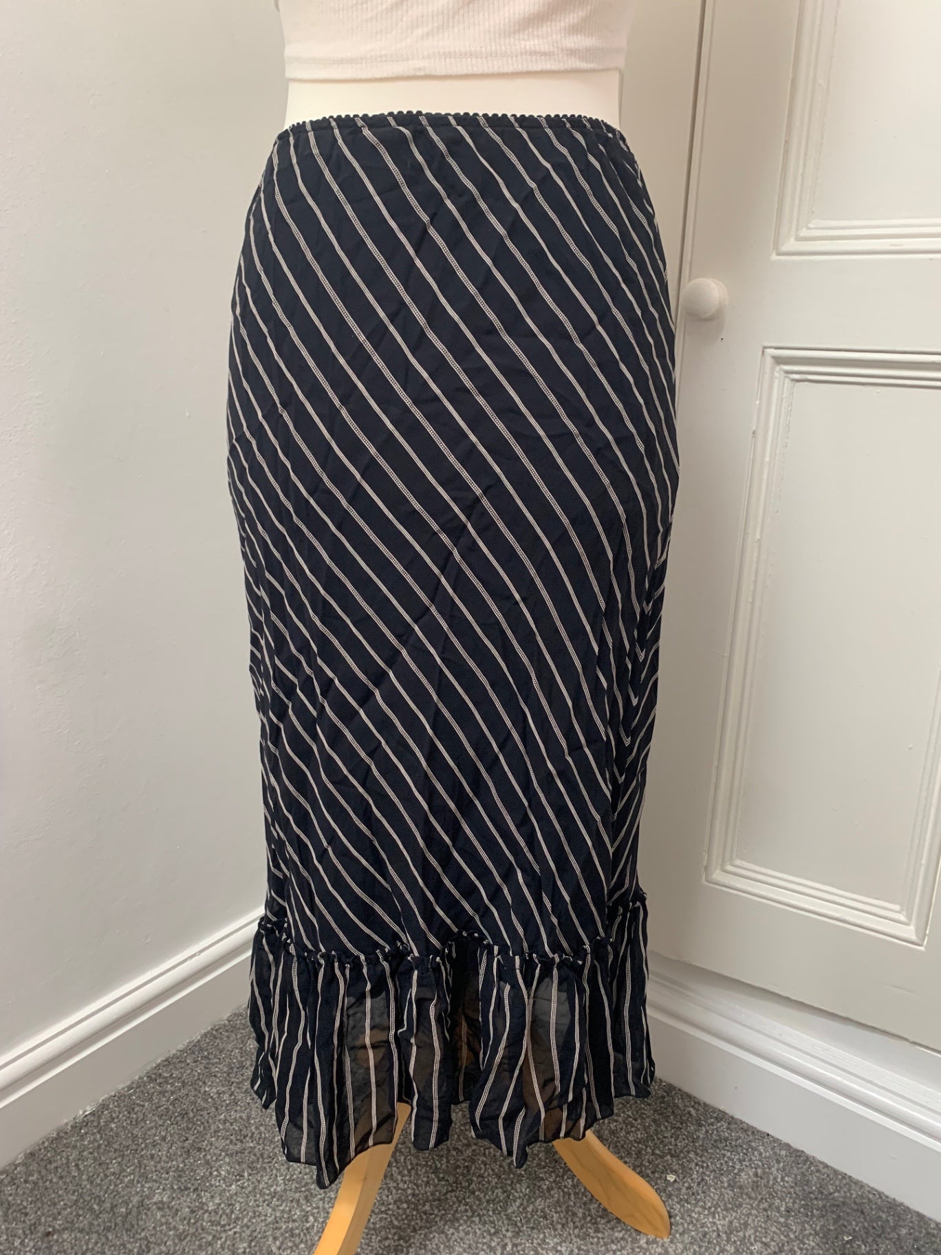 french vintage striped black skirt