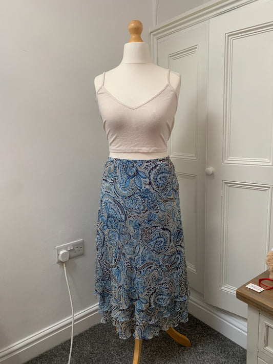 blue floral notations skirt