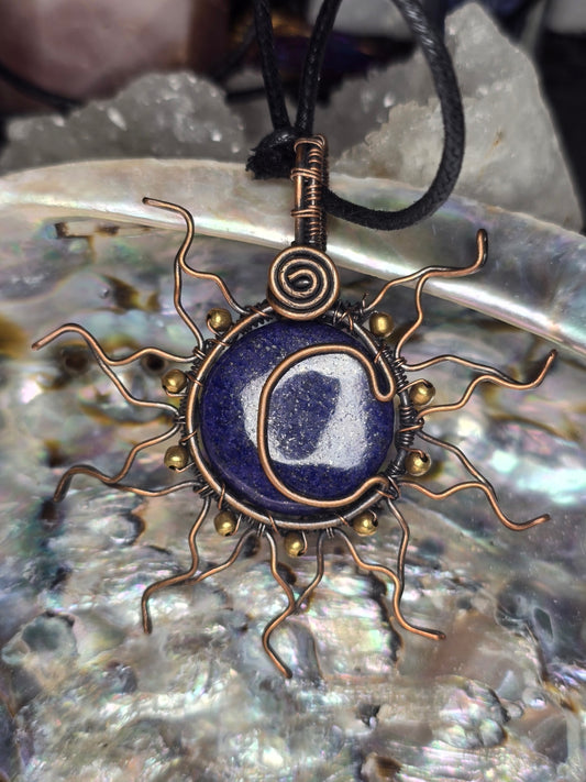 Lapis lazuli moon/sun pendant 