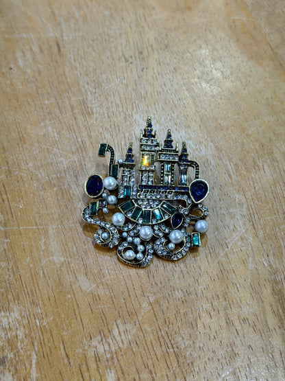 Crystal Castle Brooch Blues