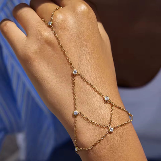 Luna Veil Hand Chain – Gold
