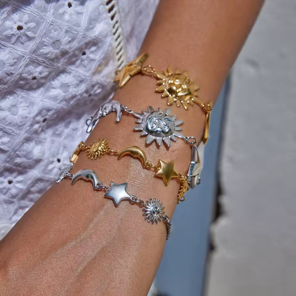 Celestial Mini Orbit Charm Bracelet – Silver
