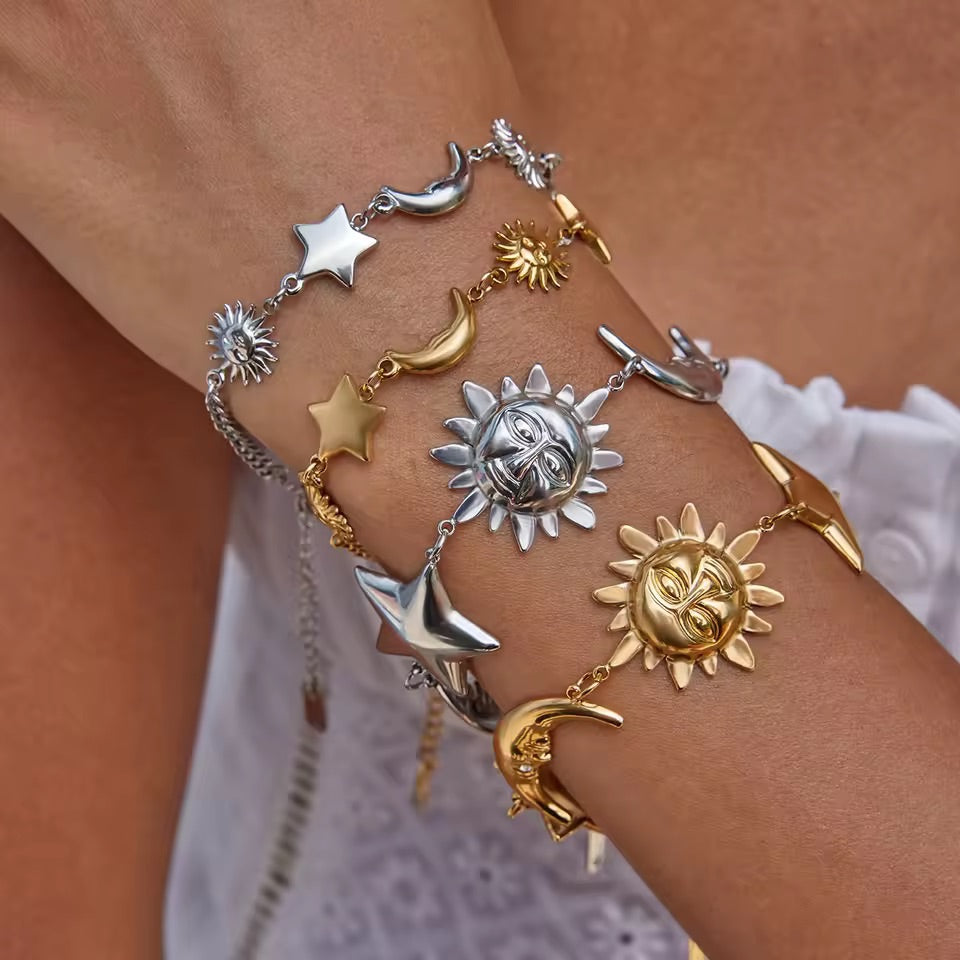 Celestial Mini Orbit Charm Bracelet – Silver