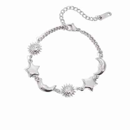 Celestial Mini Orbit Charm Bracelet – Silver