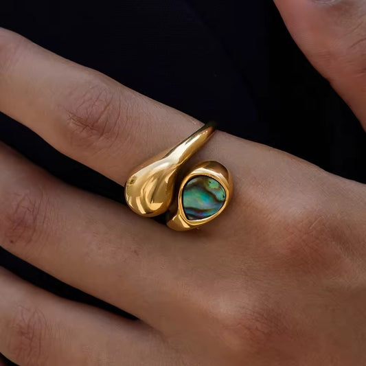 Aurora Abalone Gold Ring Size 6