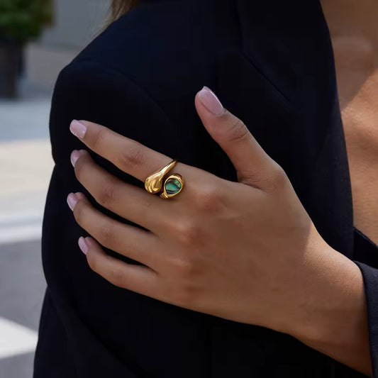 Aurora Abalone Gold Ring Size 7