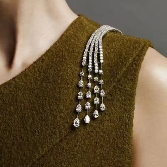 Crystal Droplet Brooch Pin