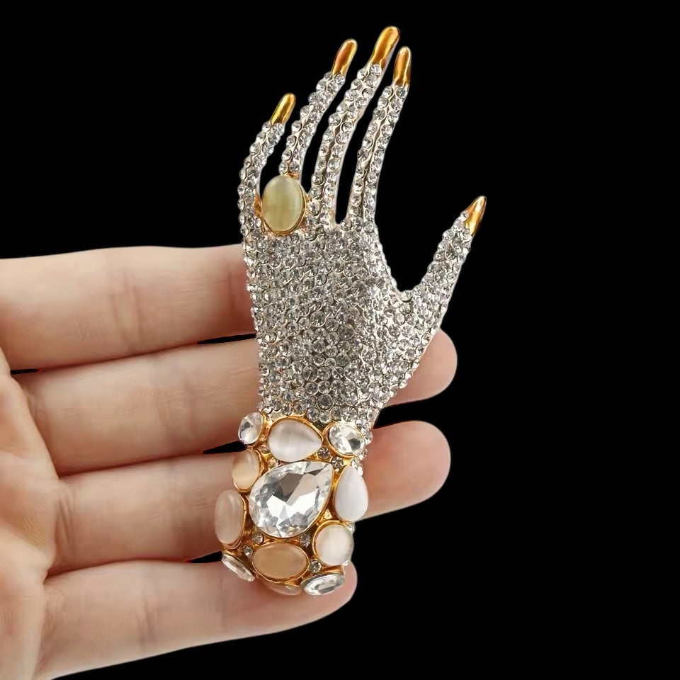 Crystal Hand Brooch