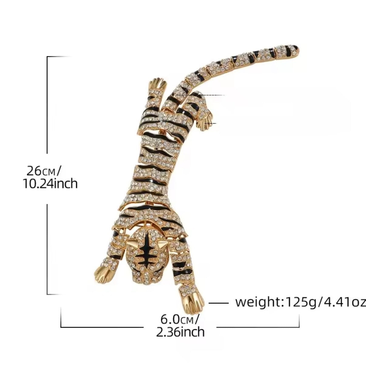 Tiger Crystal Brooch Gold