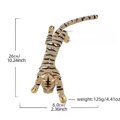 Tiger Crystal Brooch Gold
