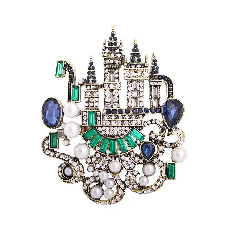 Crystal Castle Brooch Blues
