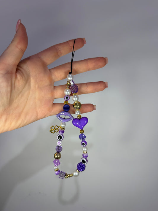 Good luck phone charm - purple/gold
