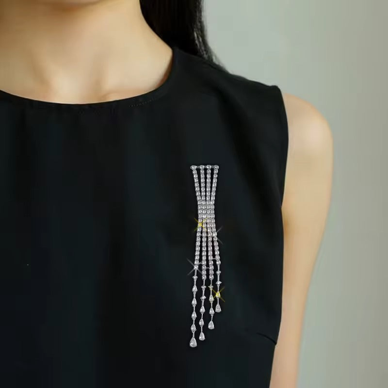Crystal Droplet Brooch Pin