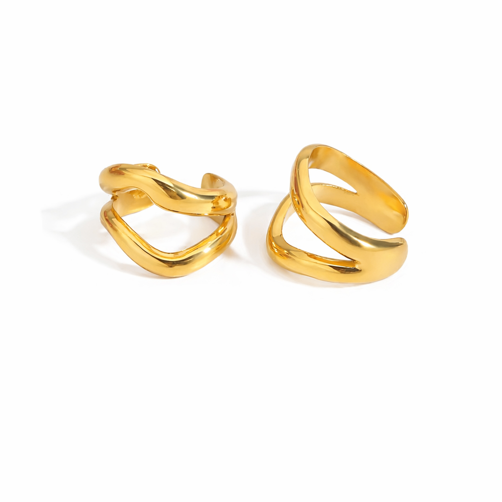 Gold Wave Duo Ear Cuffs