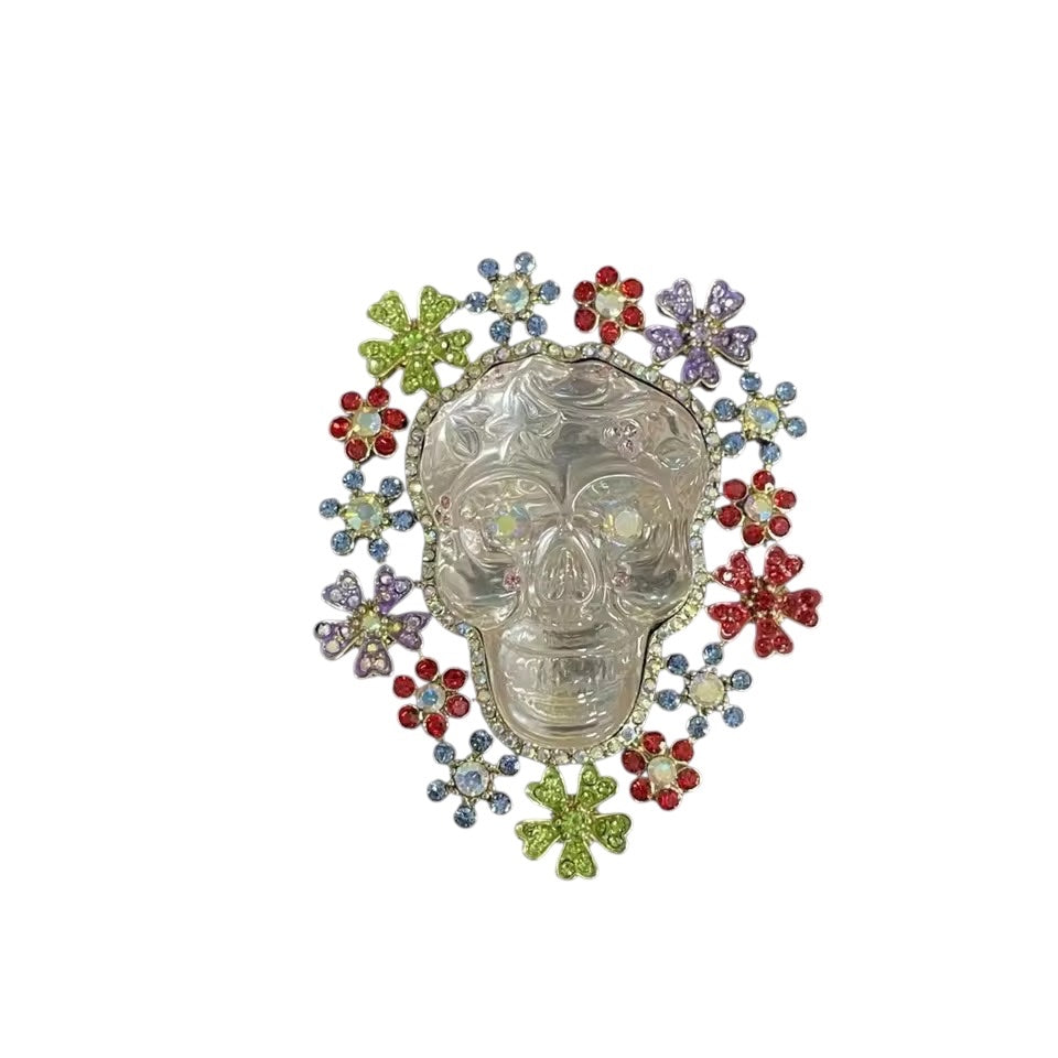 Skull Crystal Jewell Brooch 