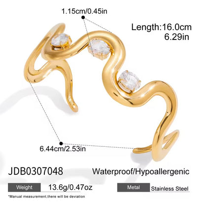 Gold Crystal Wave Bangle