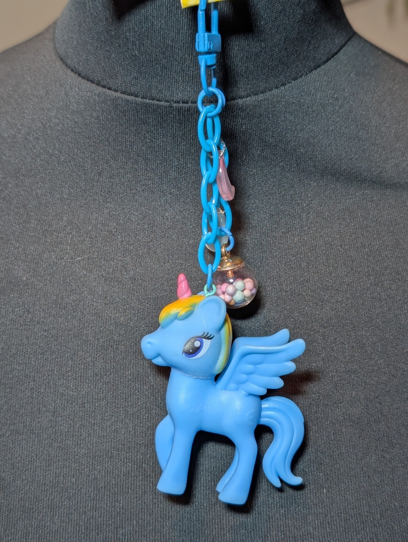 Blue unicorn keychain