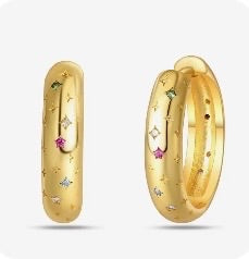 Gold hoops with dainty multicoloured crystals 