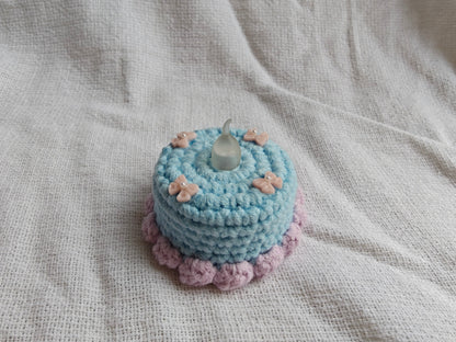 Tealight cakes, pink & lilac bow 