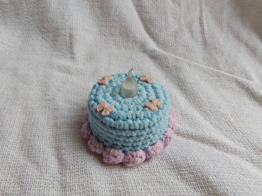 Tealight cakes, pink & lilac bow 