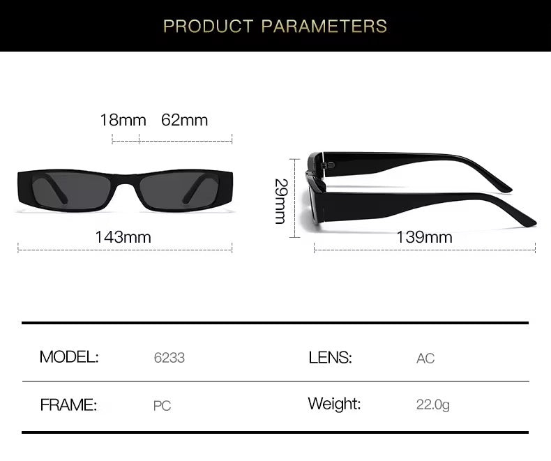 90s oblong Sunnies Mini Matt Black