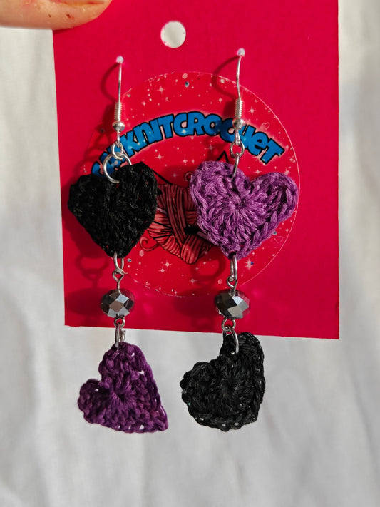 Crochet black & purple edgy earrings