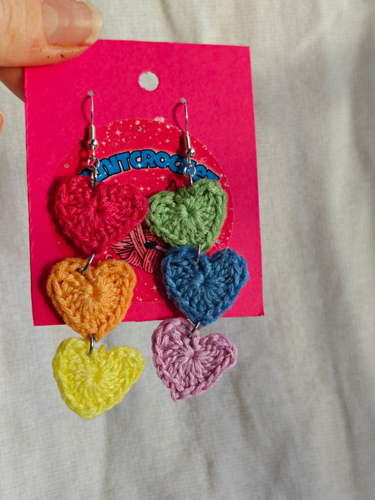 Pastel rainbow heart earrings 