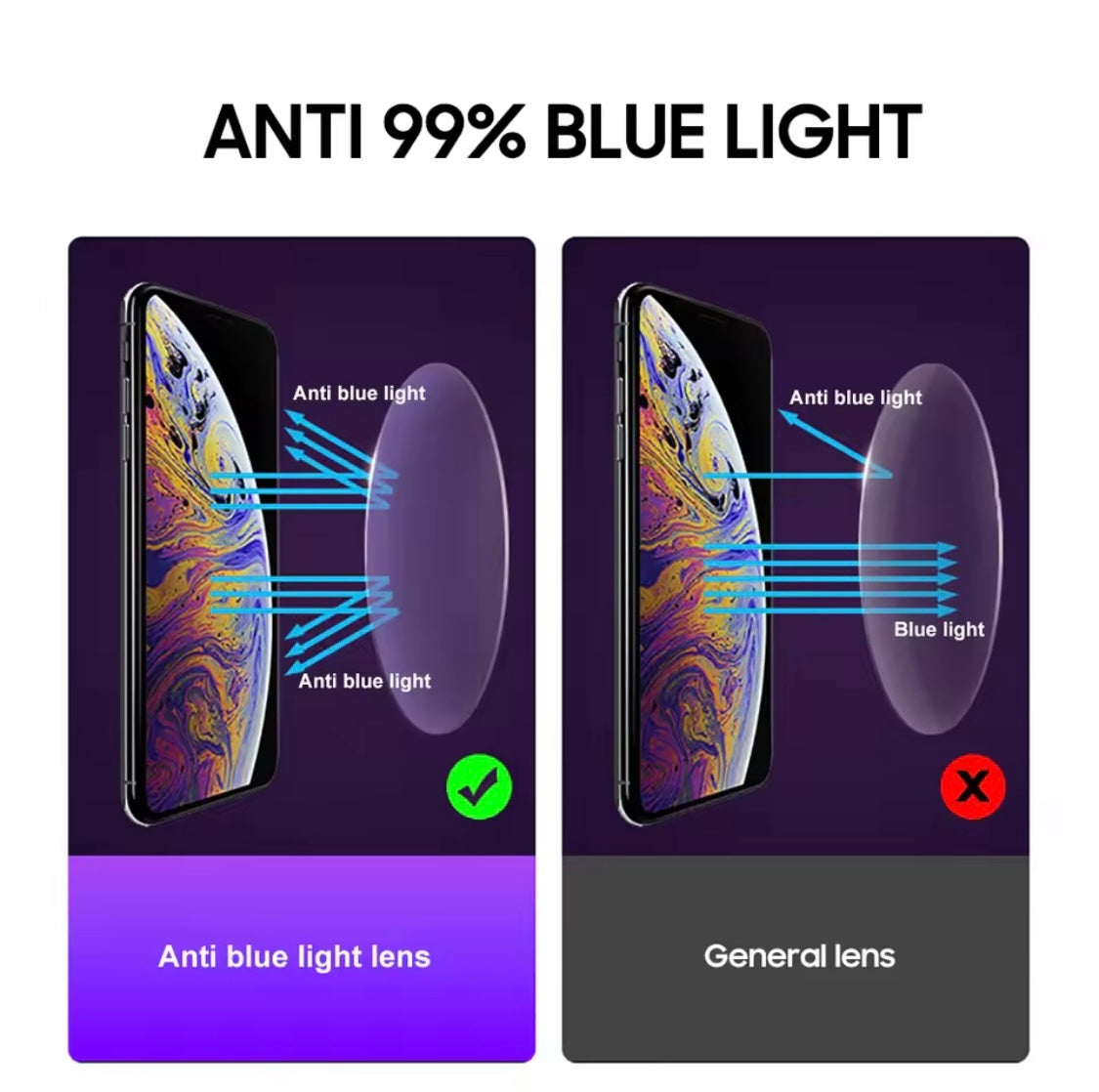 Preppy Oval Anti Blue Light Black
