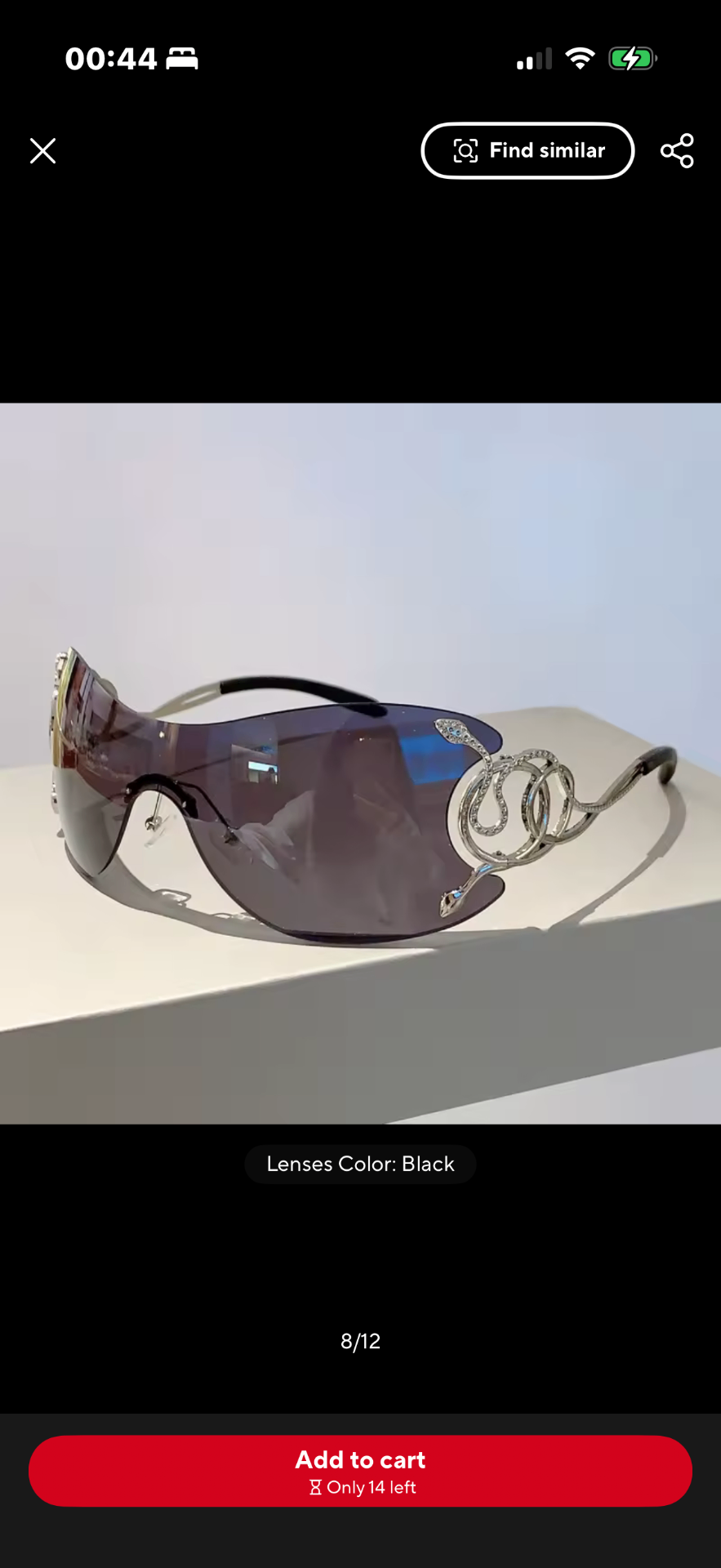 Snake Wrap Around Sunglasses Black