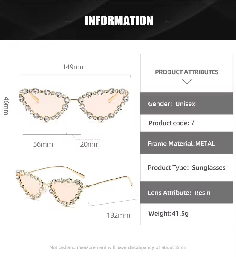 Crystal Cat Eye Sunglasses Bronze