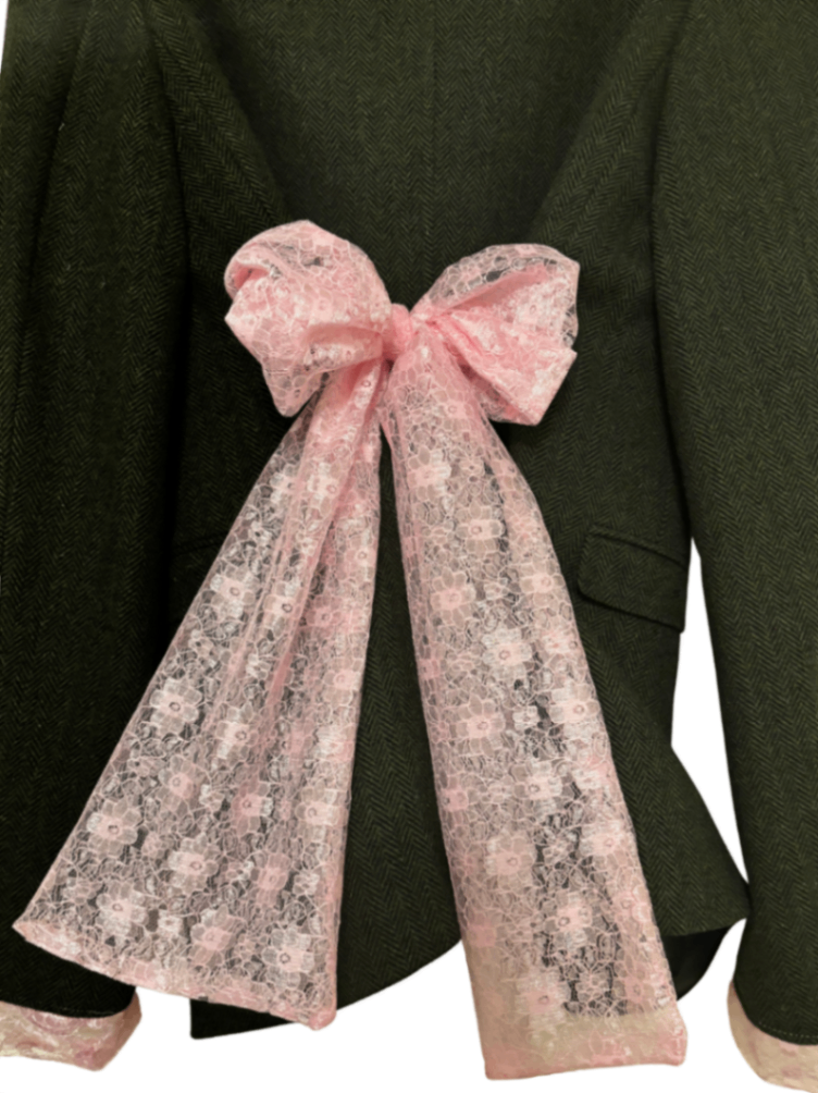 Military style jacket with oversized bow 