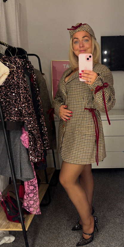 Harris tweed rework bow blazer & flatcap