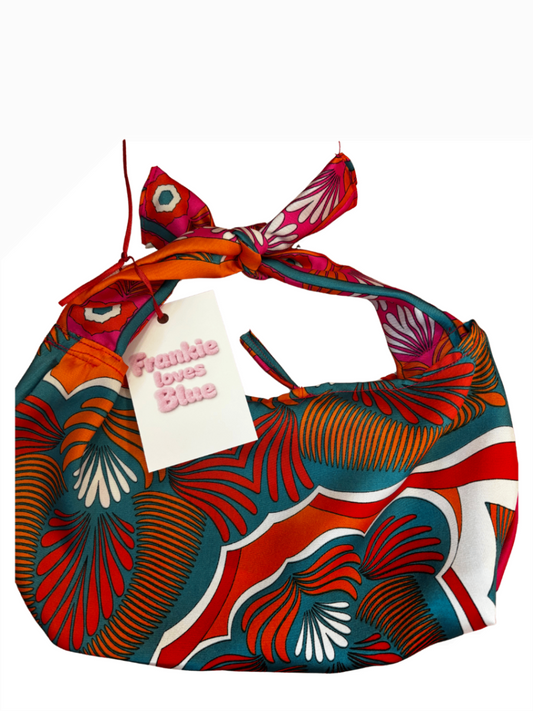 Floral satin tie bag