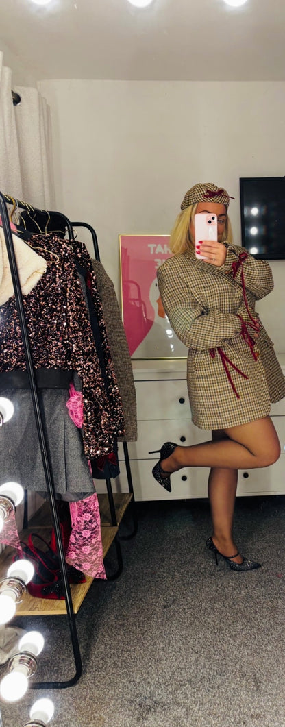 Harris tweed rework bow blazer & flatcap