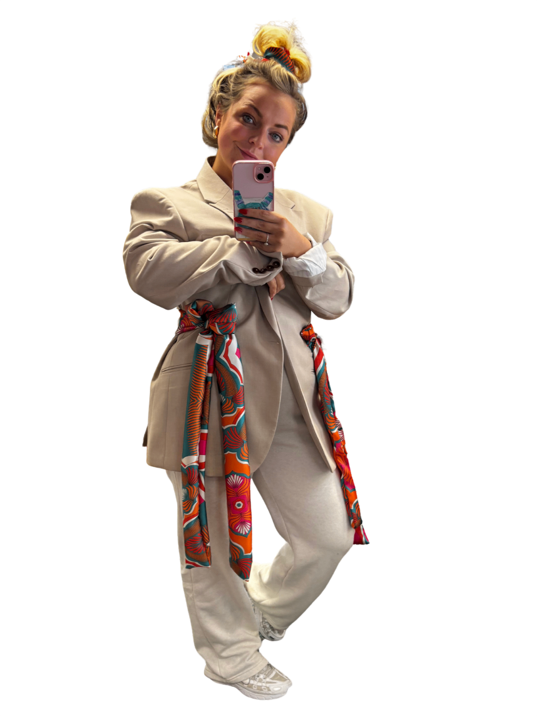 Ophelia satin bow tie blazer 