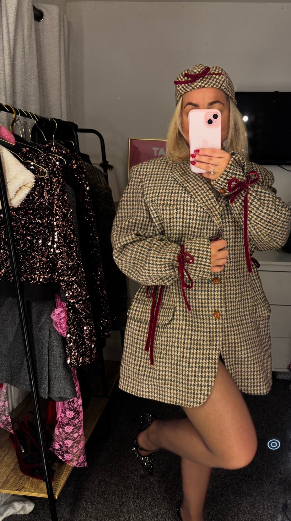 Harris tweed rework bow blazer & flatcap